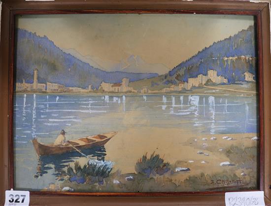Anton Christoffel (1871-1953) Swiss lake scene 22 x 31cm